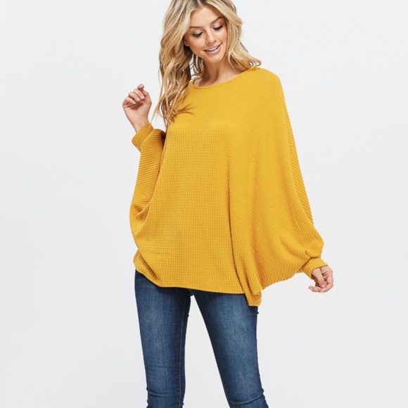(1 Left)Waffle Oversize Dolman sleeve Sweater - Picture 2 of 4